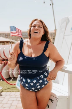 PINK DESERT SWEETY FLUTTER CROP SWIM TOP IN INDIGO