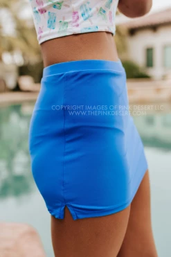 PINK DESERT NOT YOUR MAMA'S SWIM SKIRT IN ROYAL BLUE