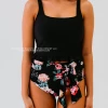 HIGH WAIST TIE FRONT SWIM BOTTOMS IN LE FLEUR BY PINK DESERT