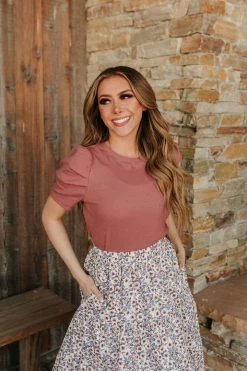 Ces Femme TOPS THE MAE RIBBED TOP IN MAUVE