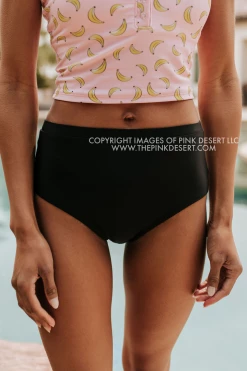 PINK DESERT VINTAGE HIGH WAIST SWIM BOTTOM IN BLACK