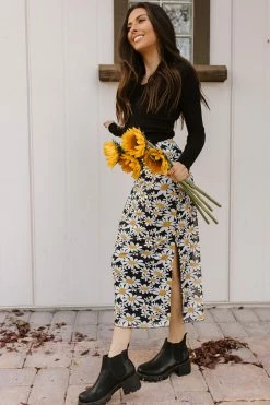 Pretty Garbage THE DARLING DAISY MIDI SKIRT IN BLACK SKIRTS