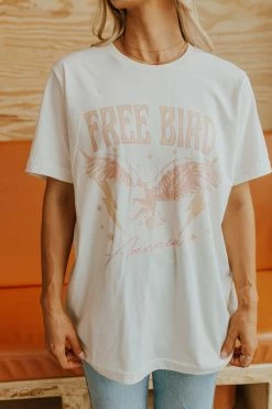 Golden Rose TOPS THE FREE BIRD AMERICA GRAPHIC TEE IN VINTAGE WHITE