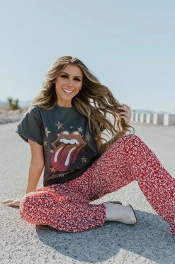 Better B THE ROSIE FLORAL PANTS IN RED