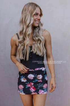 HIGH WAISTED SWIM SKIRT IN LE FLEUR BY PINK DESERT