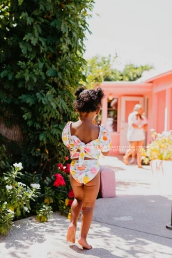 GIRLS SWIM BOTTOM IN CITRUS PRINT BY SASSY RED LIPSTICK X PINK DESERT
