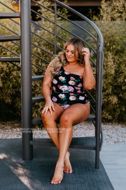 ONE SHOULDER BOW ONE PIECE IN LE FLEUR BY PINK DESERT