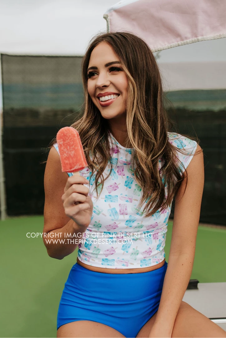 PINK DESERT CROPPED RASHGUARD SWIM TOP IN POPSICLE 1 PINK DESERT CROPPED RASHGUARD SWIM TOP IN POPSICLE