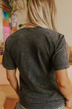 Lotus Fashion THE BEACH CLUB GRAPHIC TEE IN WASHED BLACK TOPS 9 Lotus Fashion THE BEACH CLUB GRAPHIC TEE IN WASHED BLACK TOPS