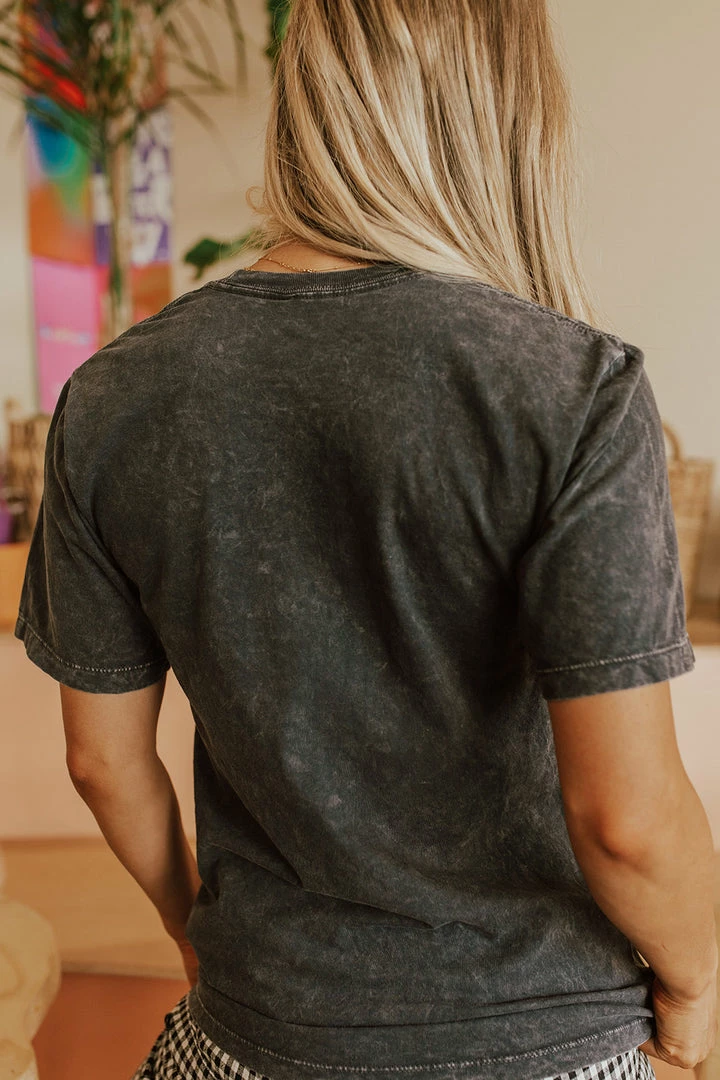 Lotus Fashion THE BEACH CLUB GRAPHIC TEE IN WASHED BLACK TOPS 5 Lotus Fashion THE BEACH CLUB GRAPHIC TEE IN WASHED BLACK TOPS