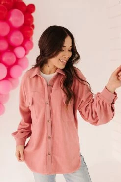 Blue B THE LOVE YOURSELF SHACKET IN BLUSH PINK TOPS