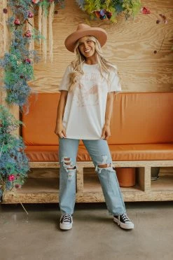 Golden Rose TOPS THE FREE BIRD AMERICA GRAPHIC TEE IN VINTAGE WHITE