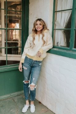 Paper Moon TOPS THE STAY SWEET SWEATER IN LEMON