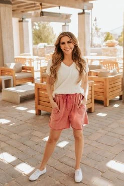 Treasure THE LAID BACK LOUNGE SHORTS IN DUSTY ROSE BOTTOMS