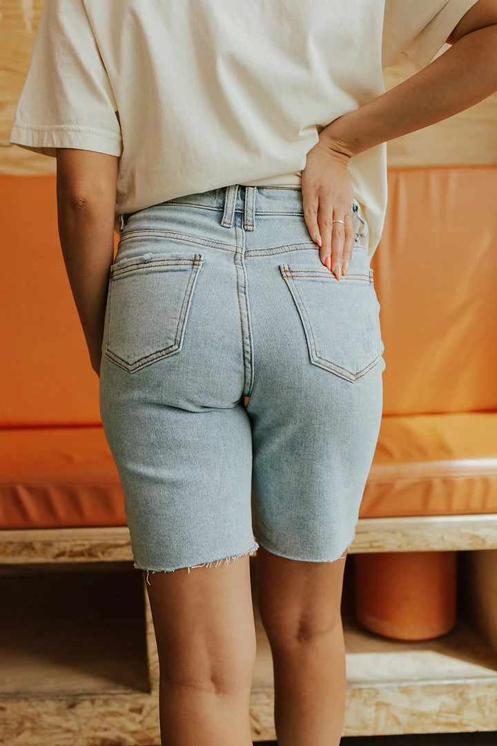 Tea N Rose THE ABOVE AND BEYOND HIGH RISE BERMUDA SHORTS IN LIGHT WASH 3 Tea N Rose THE ABOVE AND BEYOND HIGH RISE BERMUDA SHORTS IN LIGHT WASH