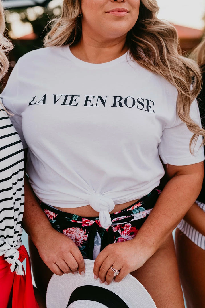 THE LA VIE EN ROSE TEE IN WHITE BY PINK DESERT SWIM 8 THE LA VIE EN ROSE TEE IN WHITE BY PINK DESERT SWIM