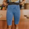 Blue Buttercup THE BENJI MINERAL WASHED BIKER SHORTS IN BLUE