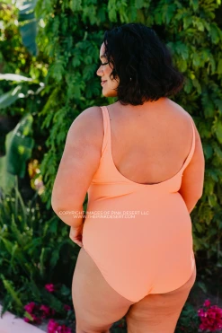 BUTTON FRONT ONE PIECE IN RIBBED ORANGE DREAMSICLE BY SASSY RED LIPSTICK X PINK DESERT SWIM
