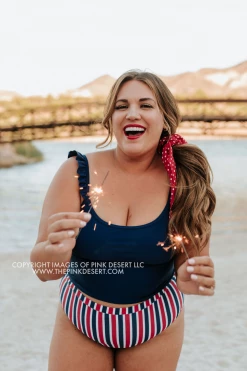 PINK DESERT SWEETY FLUTTER CROP SWIM TOP IN INDIGO