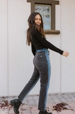 Insane Gene THE TILLY DISTRESSED GIRLFRIEND JEANS IN TWO TONED BOTTOMS