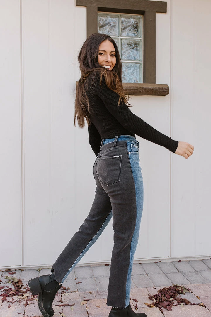 Insane Gene THE TILLY DISTRESSED GIRLFRIEND JEANS IN TWO TONED BOTTOMS 2 Insane Gene THE TILLY DISTRESSED GIRLFRIEND JEANS IN TWO TONED BOTTOMS