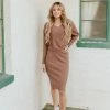 Staccato THE CAMILLE LONG SLEEVE DRESS IN CAPPUCCINO DRESSES
