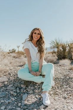 Trend Notes BOTTOMS THE MOLLI MINERAL WASHED JOGGERS IN MINT