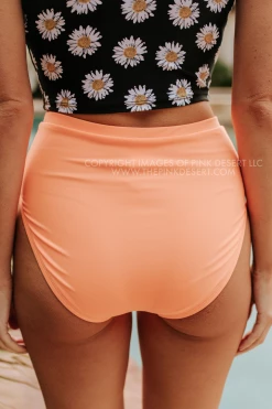 PINK DESERT VINTAGE HIGH WAIST SWIM BOTTOM IN NEON ORANGE