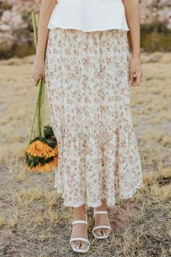 Hayden Los Angeles SKIRTS THE ISLA FLORAL SKIRT IN IVORY