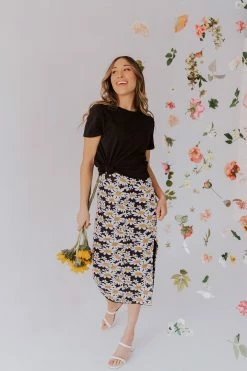 Pretty Garbage THE DARLING DAISY MIDI SKIRT IN BLACK SKIRTS
