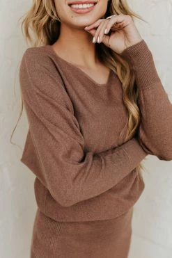 Staccato THE CAMILLE LONG SLEEVE DRESS IN CAPPUCCINO DRESSES