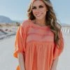 Ces Femme THE CASSIE BABYDOLL TOP IN CORAL