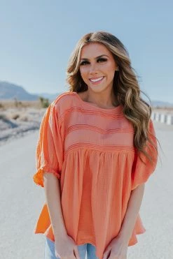 Ces Femme THE CASSIE BABYDOLL TOP IN CORAL
