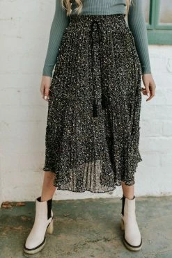 Blue B THE BECKETT MIDI SKIRT IN BLACK FLORAL SKIRTS