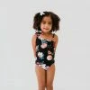 GIRLS ONE SHOULDER BOW ONE PIECE IN LE FLEUR BY PINK DESERT