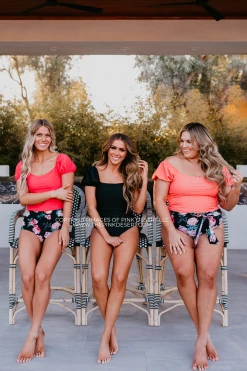 PUFF SLEEVE MIDKINI SWIM TOP IN BISOU RASPBERRY BY PINK DESERT