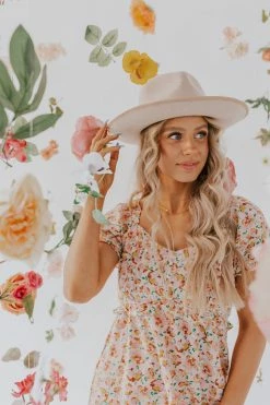 Blu Pepper THE POLLIE FLORAL MIDI DRESS IN LIGHT PINK DRESSES