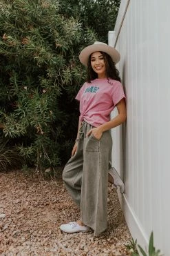Easel THE ROSWELL WIDE LEG PANT IN ASH BOTTOMS