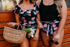 Pink Desert PUFF SLEEVE ONE PIECE IN LE FLEUR BY PINK DESERT SWIM