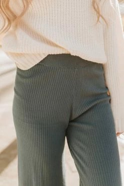 Wishlist BOTTOMS THE MIDNIGHT BREEZE RIBBED PANTS IN SLATE BLUE