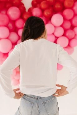 PD EXCLUSIVES THE PINK DESERT CANDY HEARTS LONG SLEEVE TOP IN WHITE