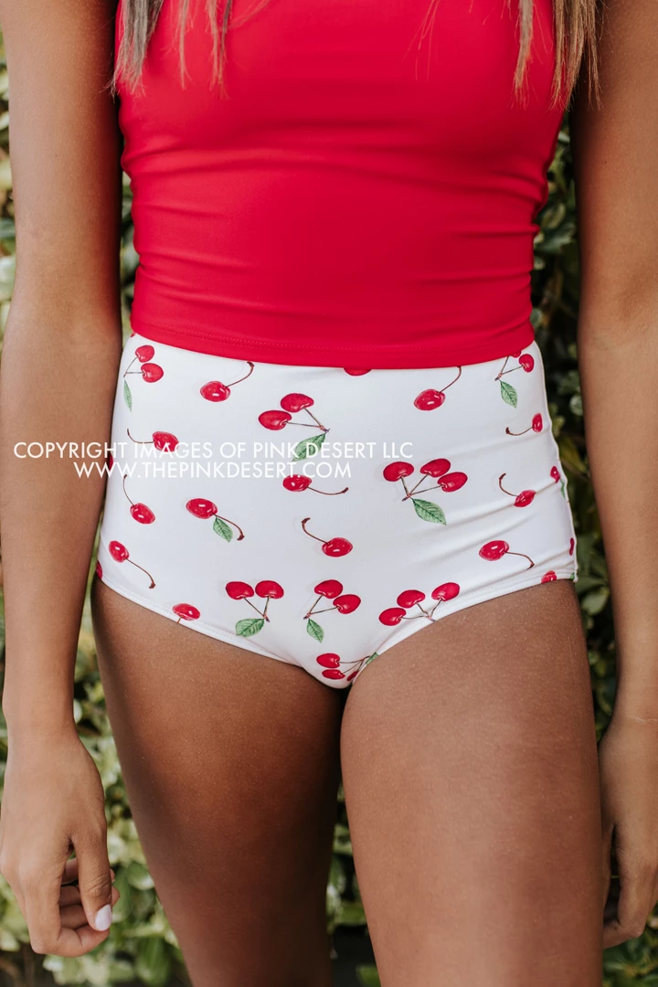 PINK DESERT HIGH WAIST SWIM BOTTOM IN CHERRY BOMB 1 PINK DESERT HIGH WAIST SWIM BOTTOM IN CHERRY BOMB