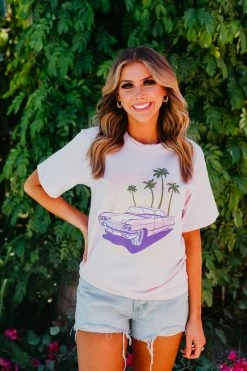 SWIM THE PALM SPRINGS PINK CLASSIC CAR TEE BY SASSY RED LIPSTICK X PINK DESERT