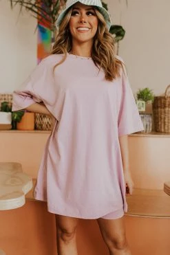 Sweet Generis THE BE CHILL BIKER SHORTS SET IN LILAC TOPS