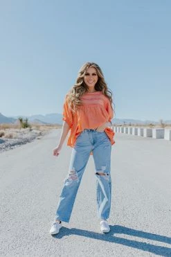 Ces Femme THE CASSIE BABYDOLL TOP IN CORAL