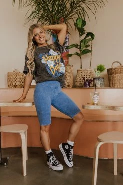 Blue Buttercup THE BENJI MINERAL WASHED BIKER SHORTS IN BLUE 6 Blue Buttercup THE BENJI MINERAL WASHED BIKER SHORTS IN BLUE