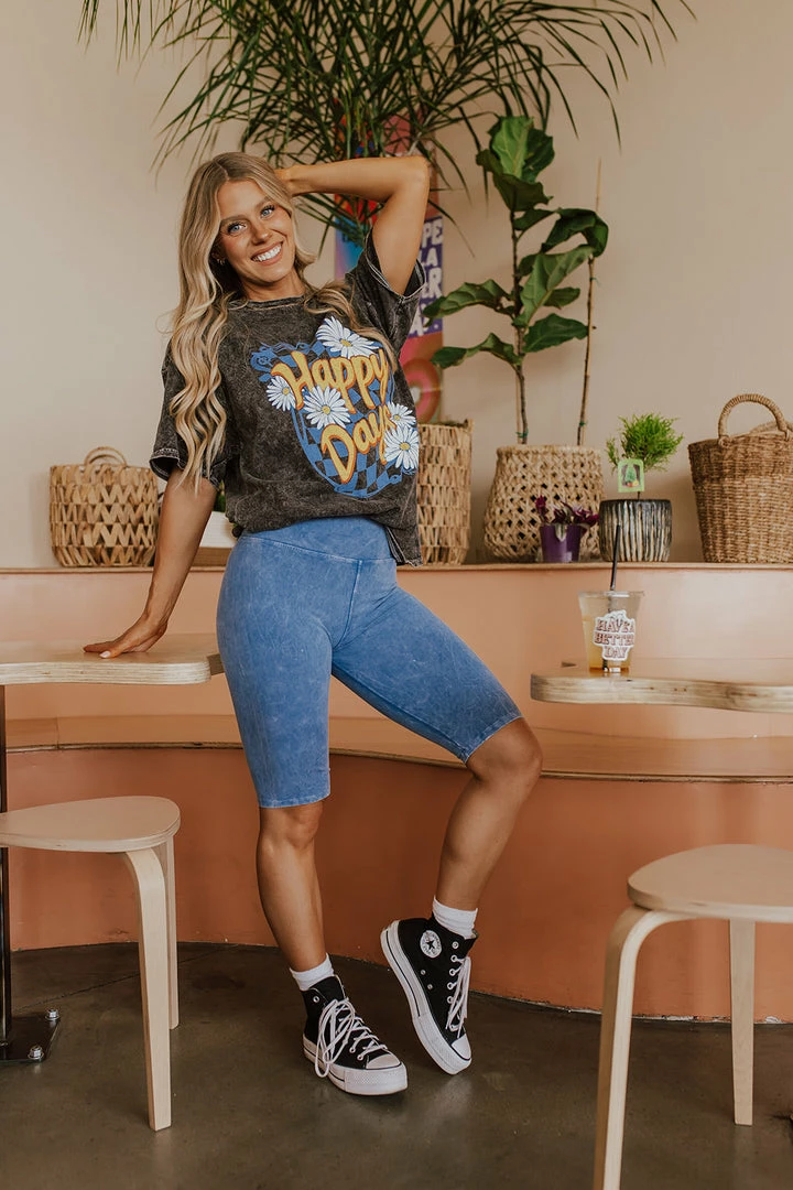 Blue Buttercup THE BENJI MINERAL WASHED BIKER SHORTS IN BLUE 3 Blue Buttercup THE BENJI MINERAL WASHED BIKER SHORTS IN BLUE