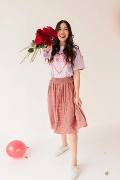THE PINK DESERT PIPPIN POLKA DOT SKIRT IN MAUVE SKIRTS