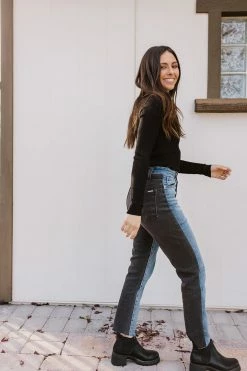 Insane Gene THE TILLY DISTRESSED GIRLFRIEND JEANS IN TWO TONED BOTTOMS 10 Insane Gene THE TILLY DISTRESSED GIRLFRIEND JEANS IN TWO TONED BOTTOMS