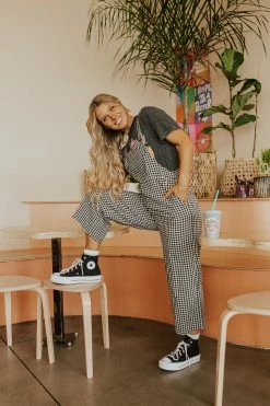 Polagram/Baevely THE GWEN GINGHAM OVERALLS IN BLACK SETS